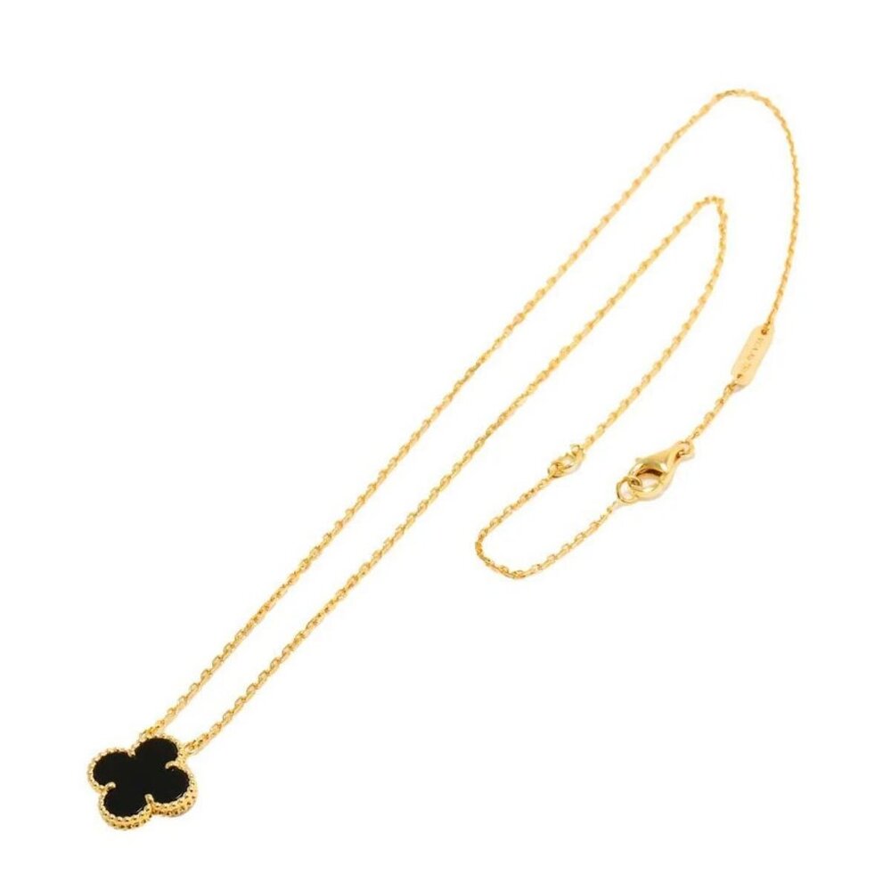 Van Cleef Arpels Vintage Alhambra Onyx Necklace 18K YG 750 90271426